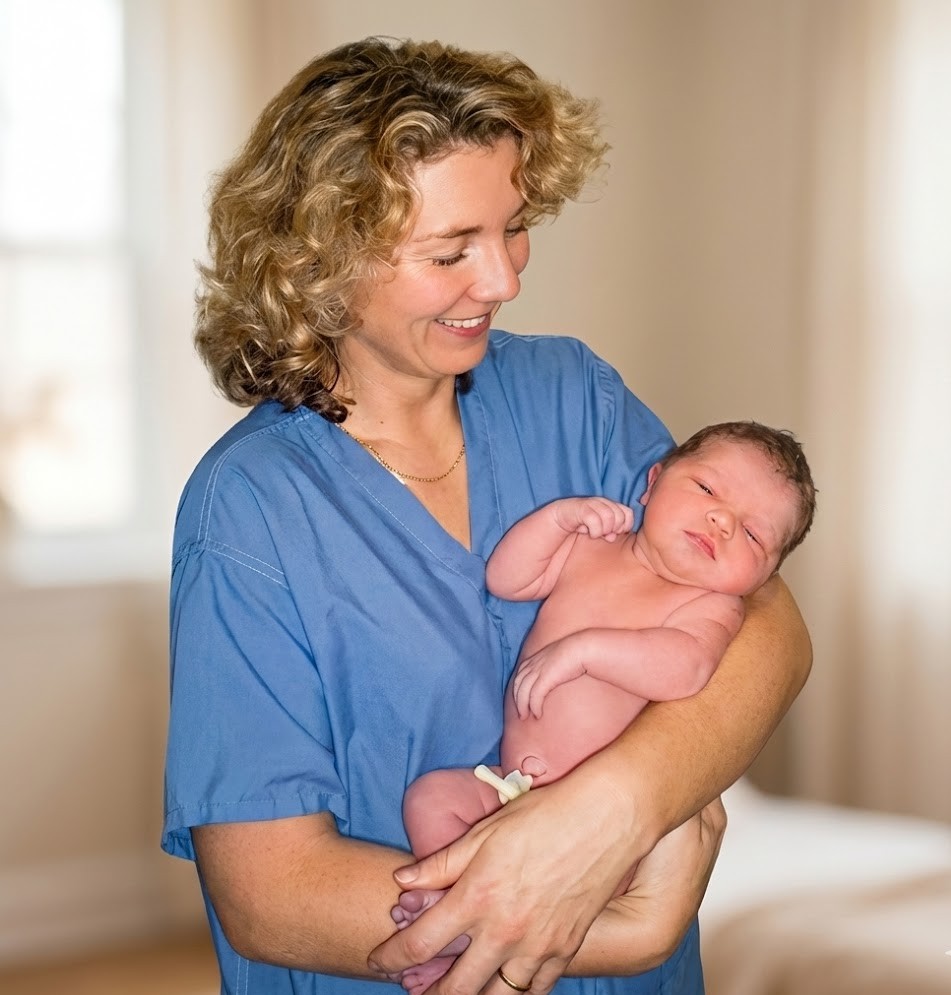 JD, midwife, talking with an expecting couple